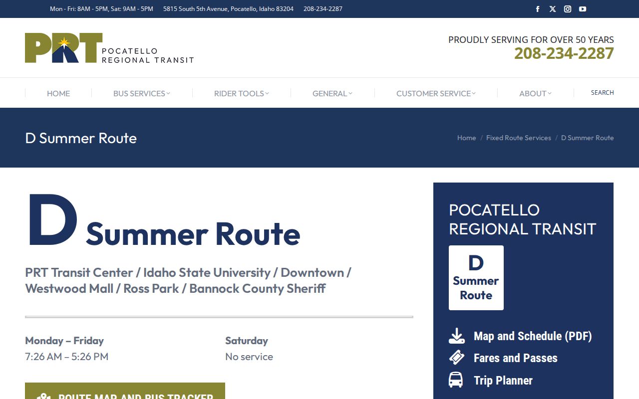 Bannock County release transit Route D source