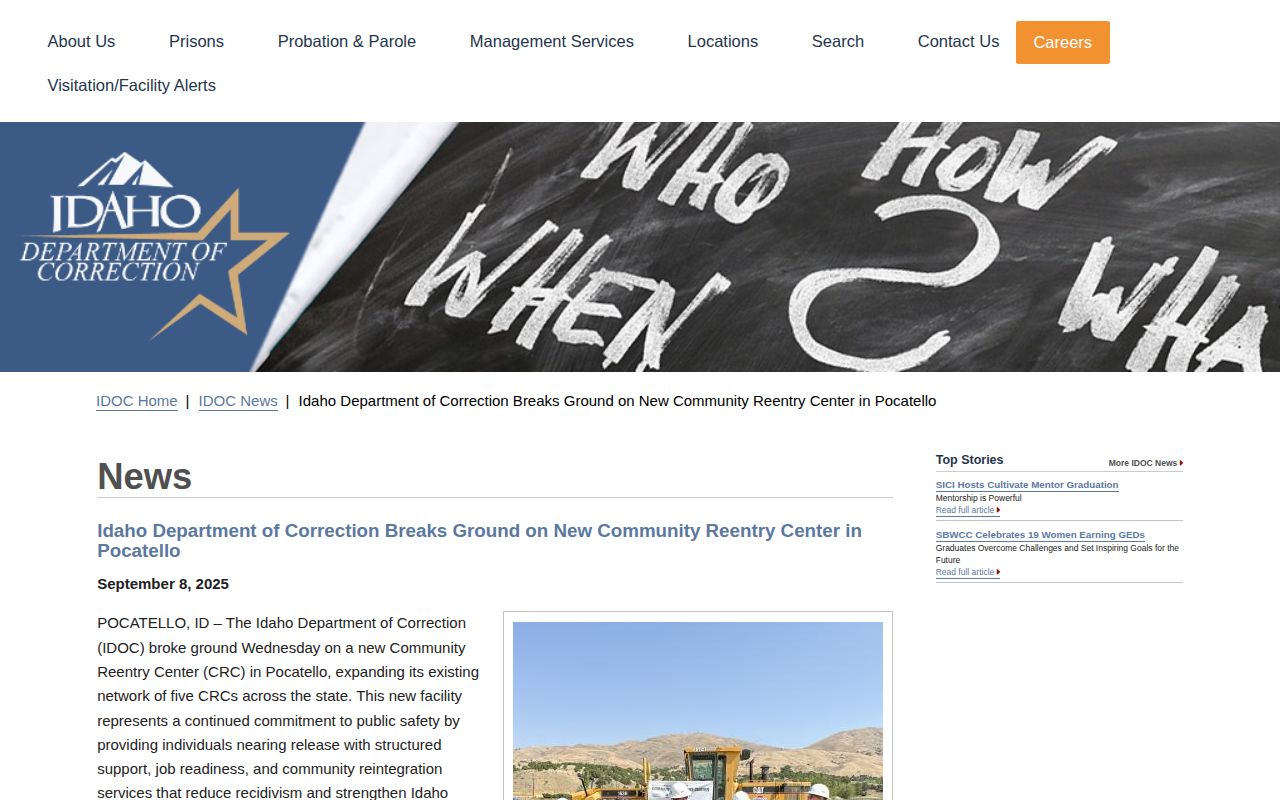 Pocatello Community Reentry Center planned release facility