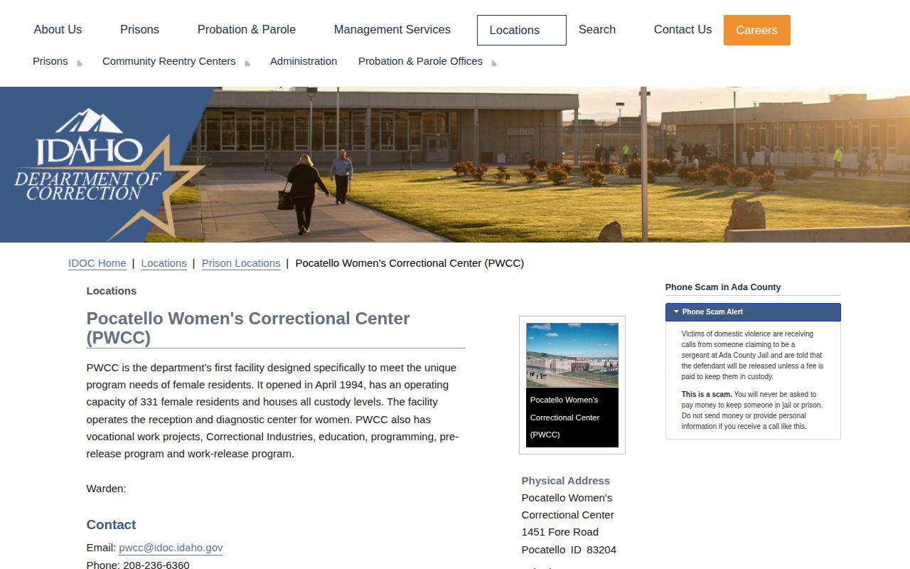 Pocatello Women’s Correctional Center release information